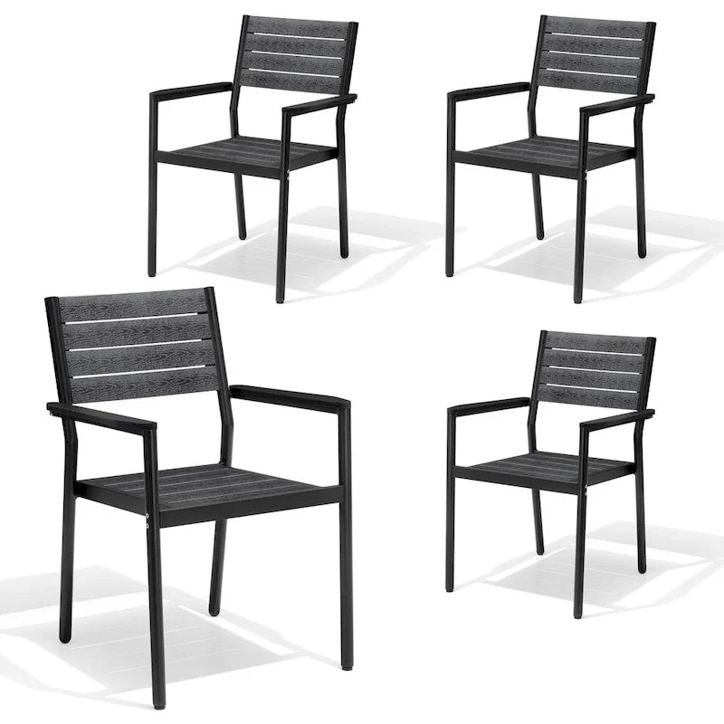 Pellebant Outdoor Modern Aluminum Dining Chairs with Armrest - 19.4 D x 18.9 W x 34.3 H