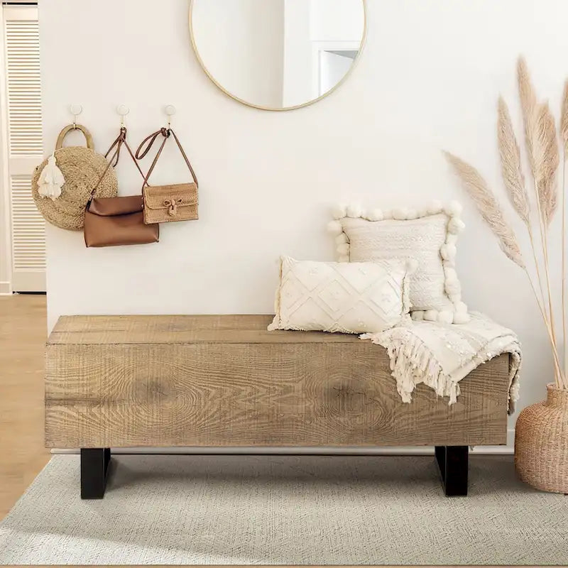 COSIEST Rectangular Weatherproof Outdoor Bench - 11.8D x 48.4W x 17.7H