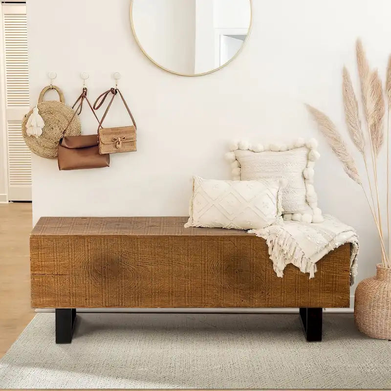 COSIEST Rectangular Weatherproof Outdoor Bench - 11.8D x 48.4W x 17.7H