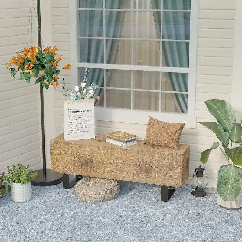 COSIEST Rectangular Weatherproof Outdoor Bench - 11.8D x 48.4W x 17.7H