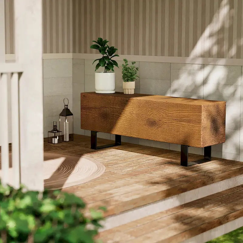 COSIEST Rectangular Weatherproof Outdoor Bench - 11.8D x 48.4W x 17.7H