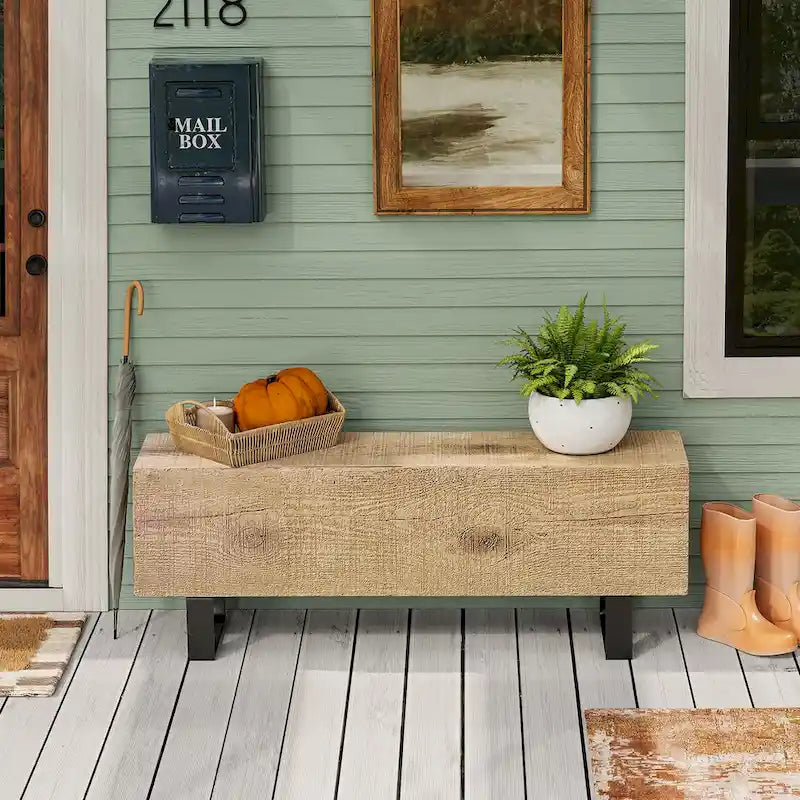 COSIEST Rectangular Weatherproof Outdoor Bench - 11.8D x 48.4W x 17.7H