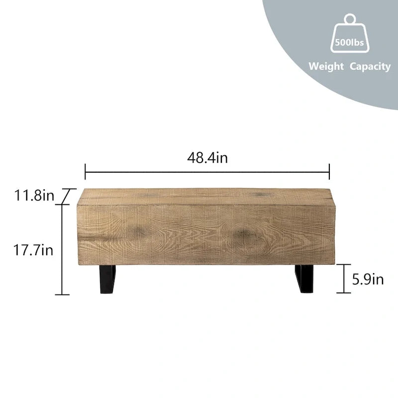 COSIEST Rectangular Weatherproof Outdoor Bench - 11.8D x 48.4W x 17.7H