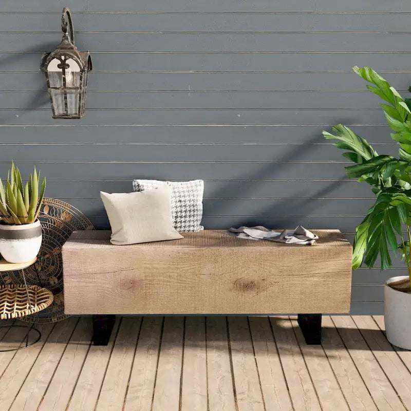 COSIEST Rectangular Weatherproof Outdoor Bench - 11.8D x 48.4W x 17.7H