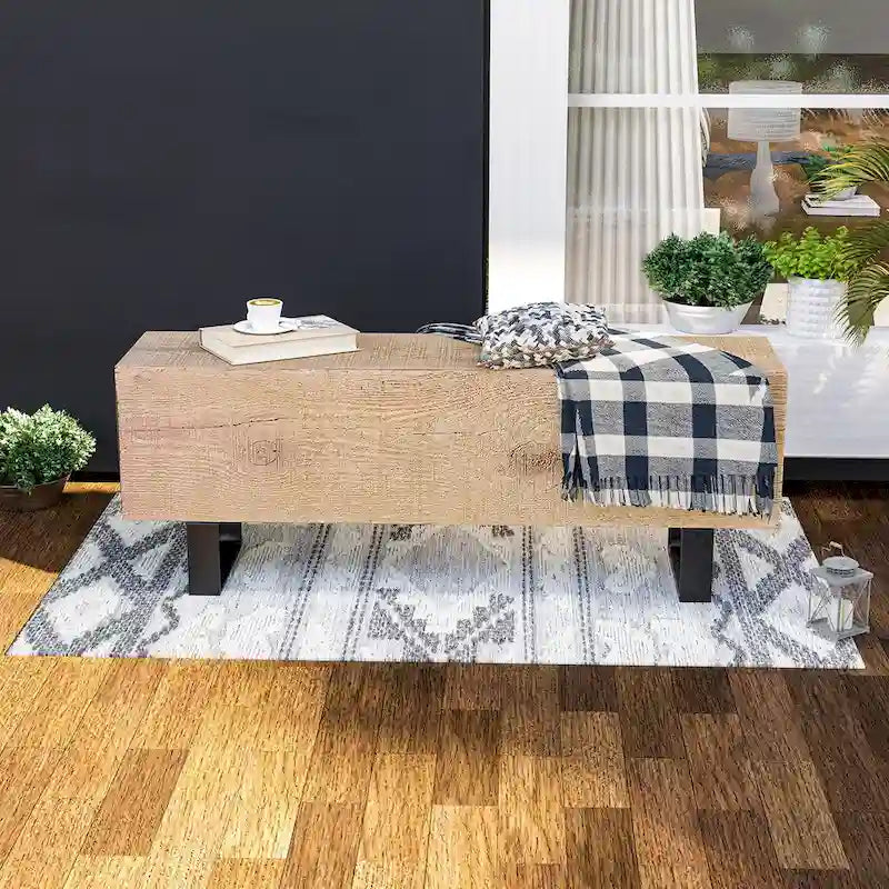 COSIEST Rectangular Weatherproof Outdoor Bench - 11.8D x 48.4W x 17.7H