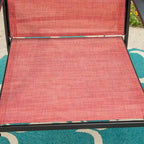MAISON ARTS Patio Dining Set 7-Piece Metal Wood-look Geometric Rectangle Table and 6 Textilene Chairs