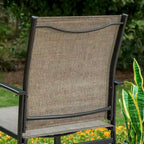 MAISON ARTS Patio Dining Set 7-Piece Metal Wood-look Geometric Rectangle Table and 6 Textilene Chairs