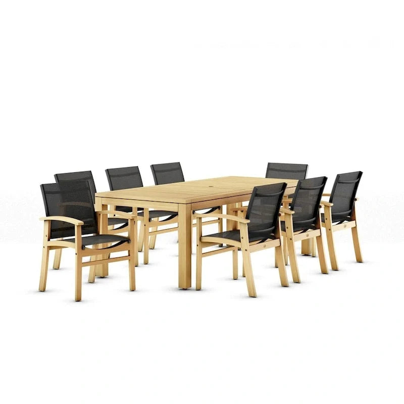 Amazonia Teak 9pc Outdoor Patio Luna Wood Dining Set - 9 Piece