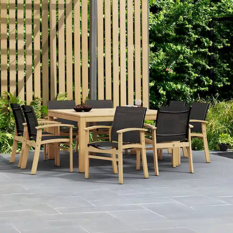 Amazonia Teak 9pc Outdoor Patio Luna Wood Dining Set - 9 Piece