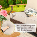 6/9-piece Patio Rattan Wicker Patio Furniture Set Swivel Rocking Chair Conversation Set