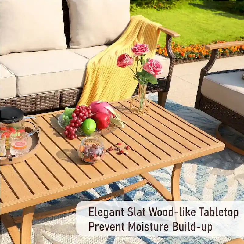 6/9-piece Patio Rattan Wicker Patio Furniture Set Swivel Rocking Chair Conversation Set