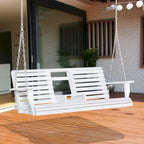 Outsunny 3-Seater Wooden Porch Swing Bench with Folding Coffee Table, Durable PU Coating, Chains Included - 59 x 29.5 x 20.75