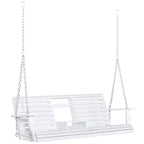 Outsunny 3-Seater Wooden Porch Swing Bench with Folding Coffee Table, Durable PU Coating, Chains Included - 59 x 29.5 x 20.75