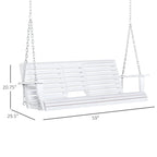 Outsunny 3-Seater Wooden Porch Swing Bench with Folding Coffee Table, Durable PU Coating, Chains Included - 59 x 29.5 x 20.75