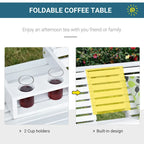 Outsunny 3-Seater Wooden Porch Swing Bench with Folding Coffee Table, Durable PU Coating, Chains Included - 59 x 29.5 x 20.75