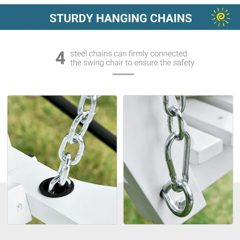 Outsunny 3-Seater Wooden Porch Swing Bench with Folding Coffee Table, Durable PU Coating, Chains Included - 59 x 29.5 x 20.75