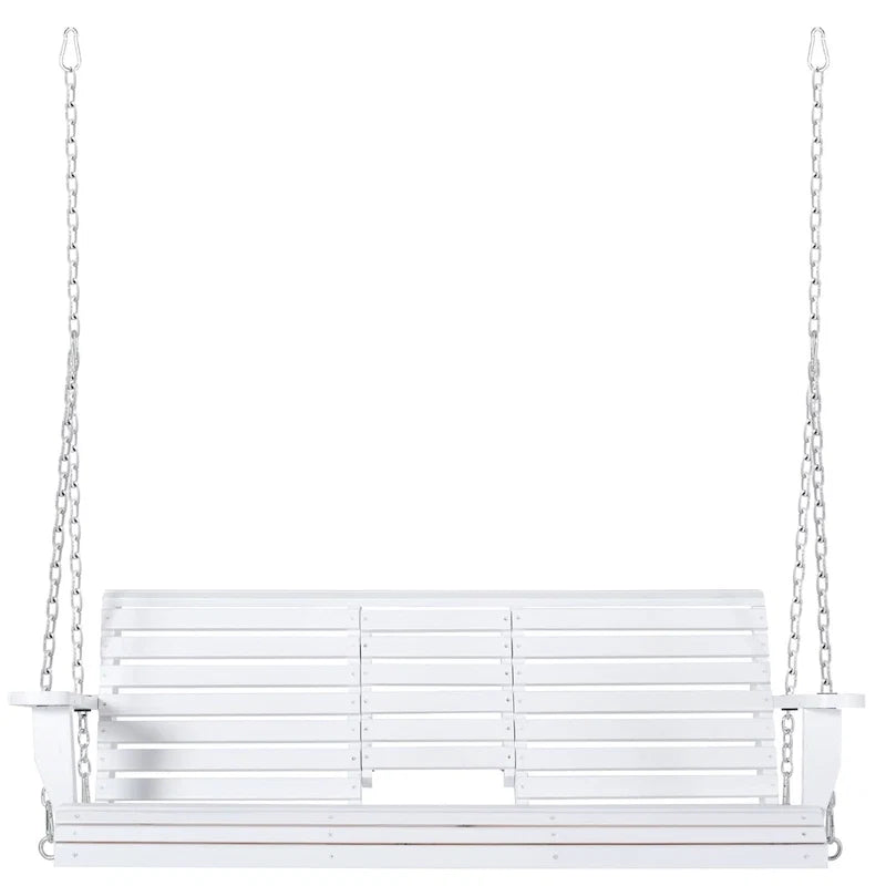 Outsunny 3-Seater Wooden Porch Swing Bench with Folding Coffee Table, Durable PU Coating, Chains Included - 59 x 29.5 x 20.75