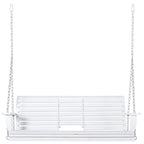 Outsunny 3-Seater Wooden Porch Swing Bench with Folding Coffee Table, Durable PU Coating, Chains Included - 59 x 29.5 x 20.75