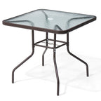 Crestlive Outdoor Dining Bistro Table with Square Glass Top and Umbrella Hole - 31.50 L x 31.50 W x 28.74 H