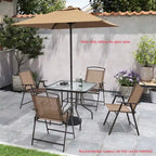 Crestlive Outdoor Dining Bistro Table with Square Glass Top and Umbrella Hole - 31.50 L x 31.50 W x 28.74 H
