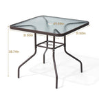 Crestlive Outdoor Dining Bistro Table with Square Glass Top and Umbrella Hole - 31.50 L x 31.50 W x 28.74 H