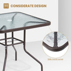 Crestlive Outdoor Dining Bistro Table with Square Glass Top and Umbrella Hole - 31.50 L x 31.50 W x 28.74 H