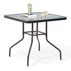 Crestlive Outdoor Dining Bistro Table with Square Glass Top and Umbrella Hole - 31.50 L x 31.50 W x 28.74 H