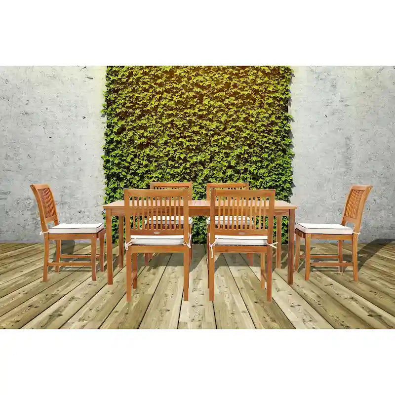 Chic Teak Bermuda Rectangular Teak Wood Patio Bistro Dining Table, 55 x 35 inch (Table Only)