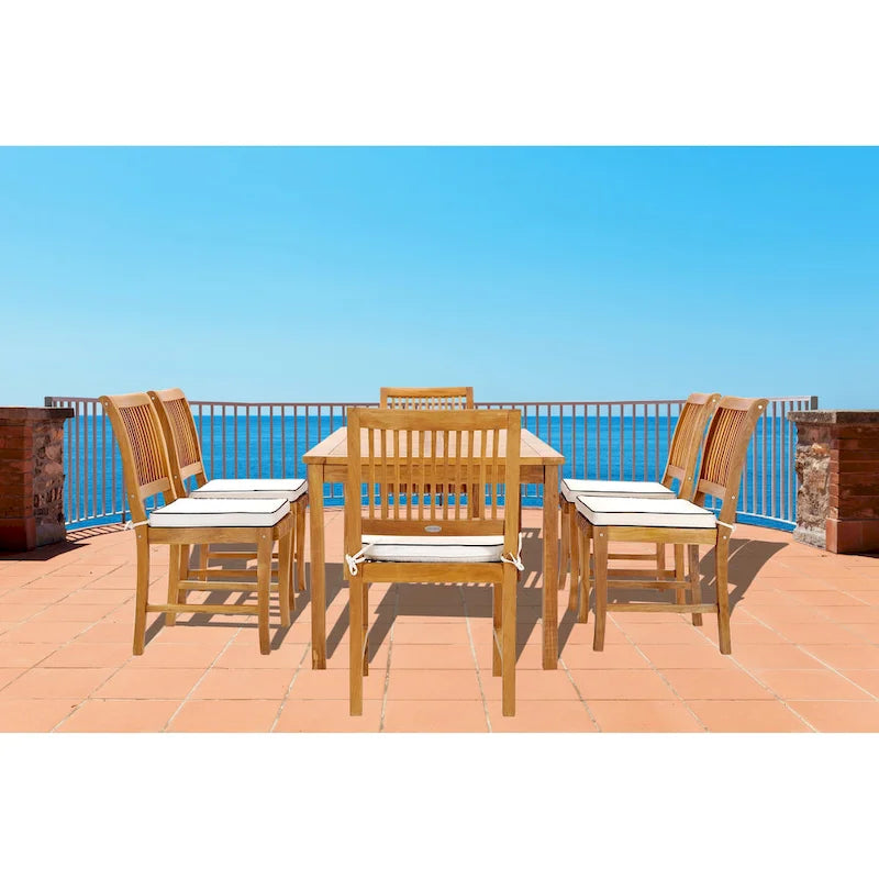 Chic Teak Bermuda Rectangular Teak Wood Patio Bistro Dining Table, 55 x 35 inch (Table Only)