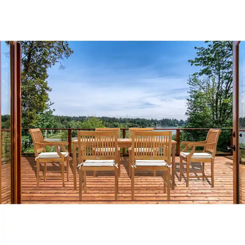 Chic Teak Bermuda Rectangular Teak Wood Patio Bistro Dining Table, 55 x 35 inch (Table Only)