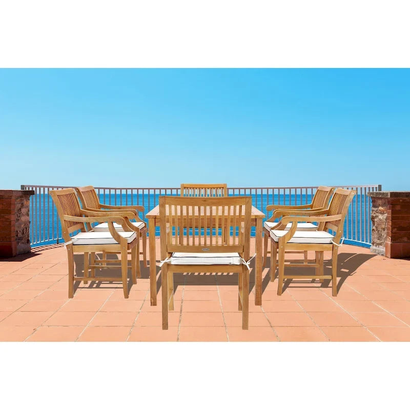 Chic Teak Bermuda Rectangular Teak Wood Patio Bistro Dining Table, 55 x 35 inch (Table Only)