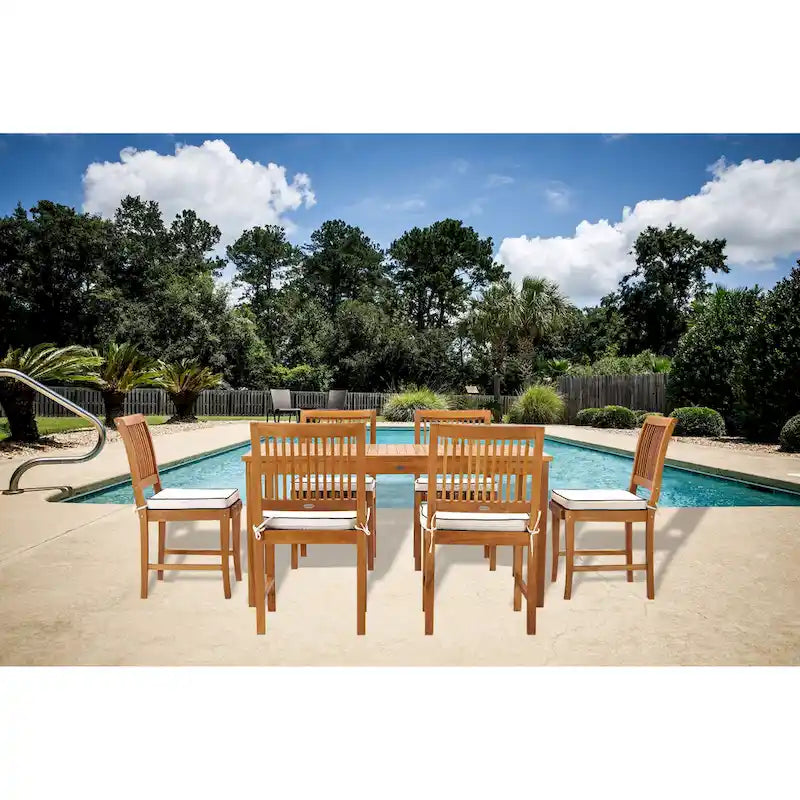 Chic Teak Bermuda Rectangular Teak Wood Patio Bistro Dining Table, 55 x 35 inch (Table Only)