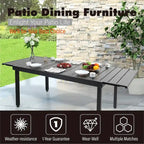 Multi-piece Expandable Black Steel and Rattan Outdoor Dining Table Set