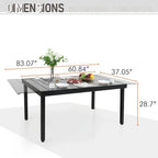 Multi-piece Expandable Black Steel and Rattan Outdoor Dining Table Set