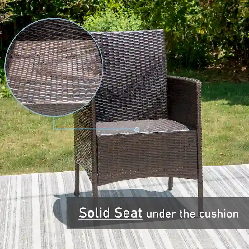 Multi-piece Expandable Black Steel and Rattan Outdoor Dining Table Set
