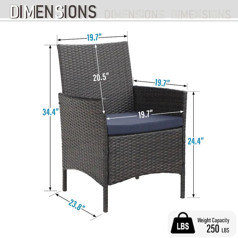 Multi-piece Expandable Black Steel and Rattan Outdoor Dining Table Set