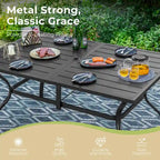 MAISON ARTS Outdoor Dining Set, 6 Patio Swivel Chairs and 60x 38 Rectangule Dining Table with Umbrella Hole