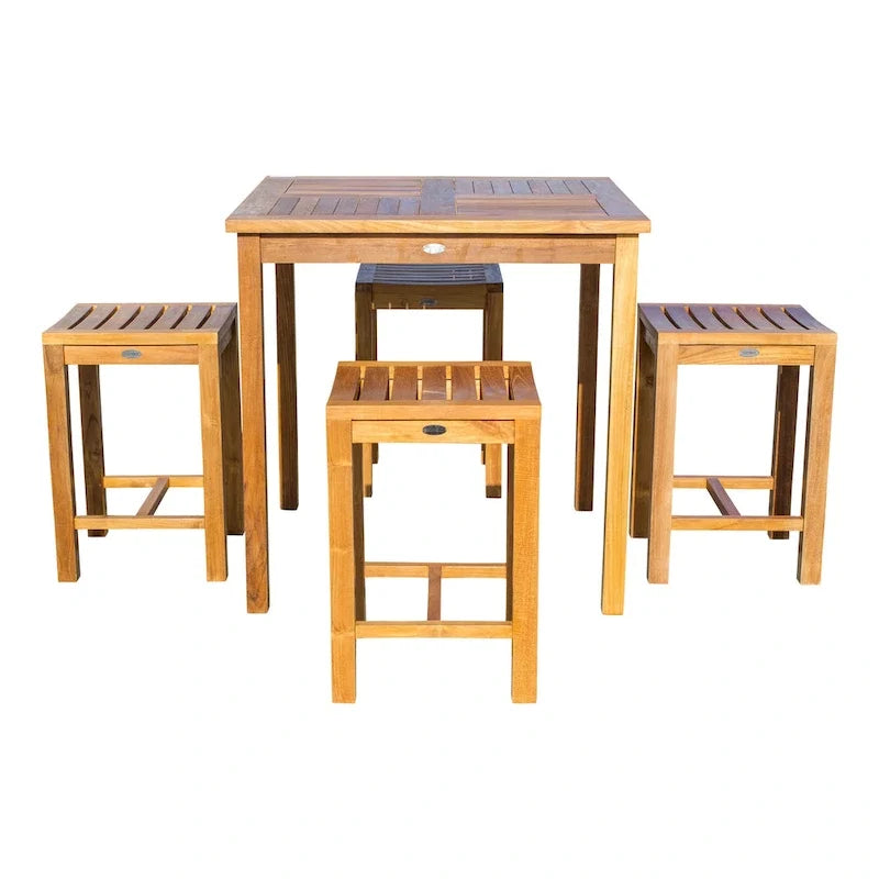 Chic Teak Seville Outdoor Teak Wood Patio Counter Height Bistro Table - 35 inch (table only)