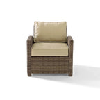 Crosley Bradenton Outdoor Wicker Arm Chair with Sand Cushions