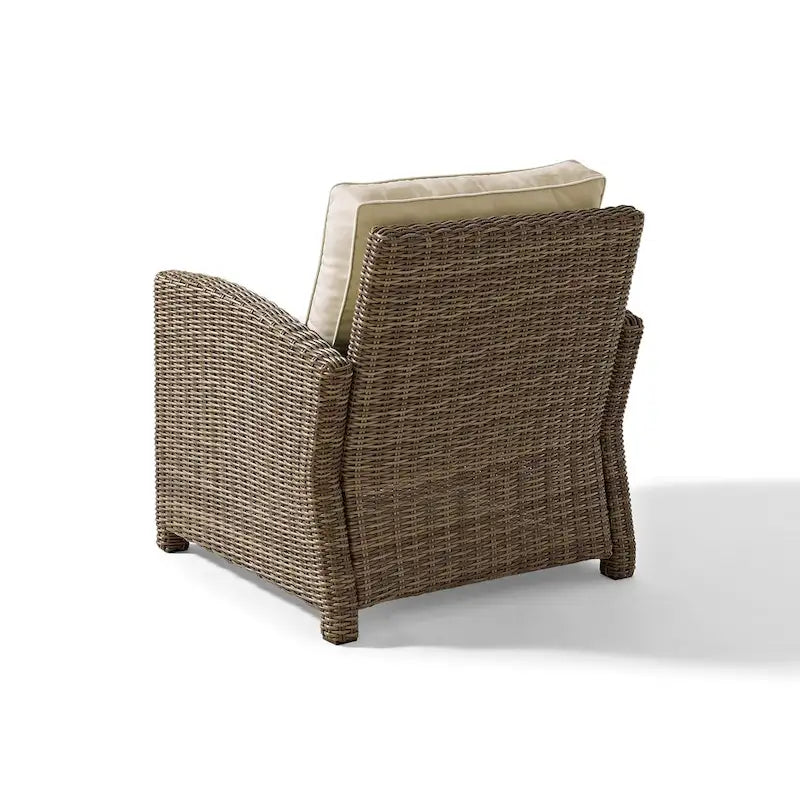 Crosley Bradenton Outdoor Wicker Arm Chair with Sand Cushions