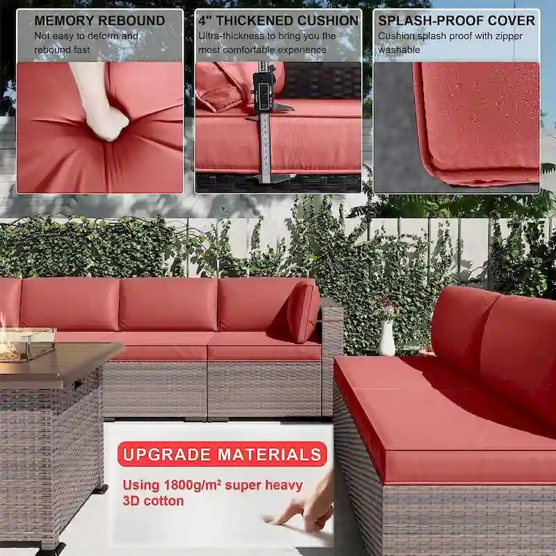 Kullavik 12 Piece Outdoor Patio Furniture Set with Fire Pit Table