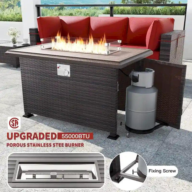 Kullavik 12 Piece Outdoor Patio Furniture Set with Fire Pit Table