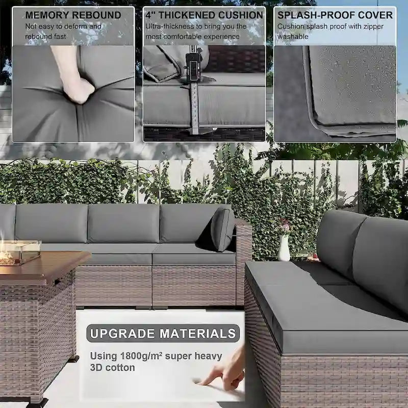 Kullavik 12 Piece Outdoor Patio Furniture Set with Fire Pit Table