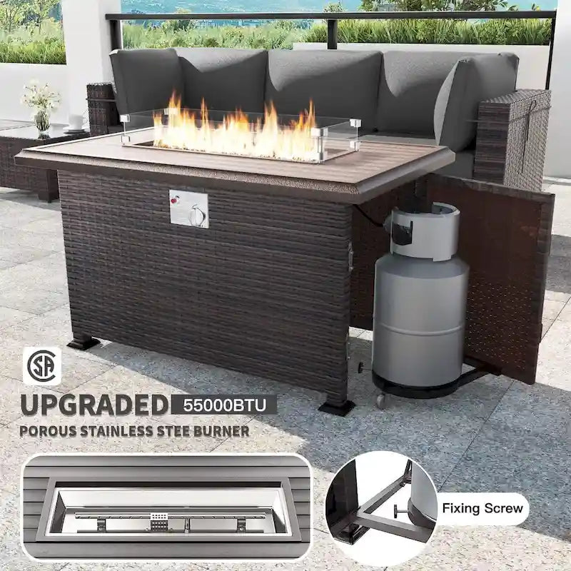 Kullavik 12 Piece Outdoor Patio Furniture Set with Fire Pit Table