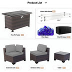 Kullavik 12 Piece Outdoor Patio Furniture Set with Fire Pit Table