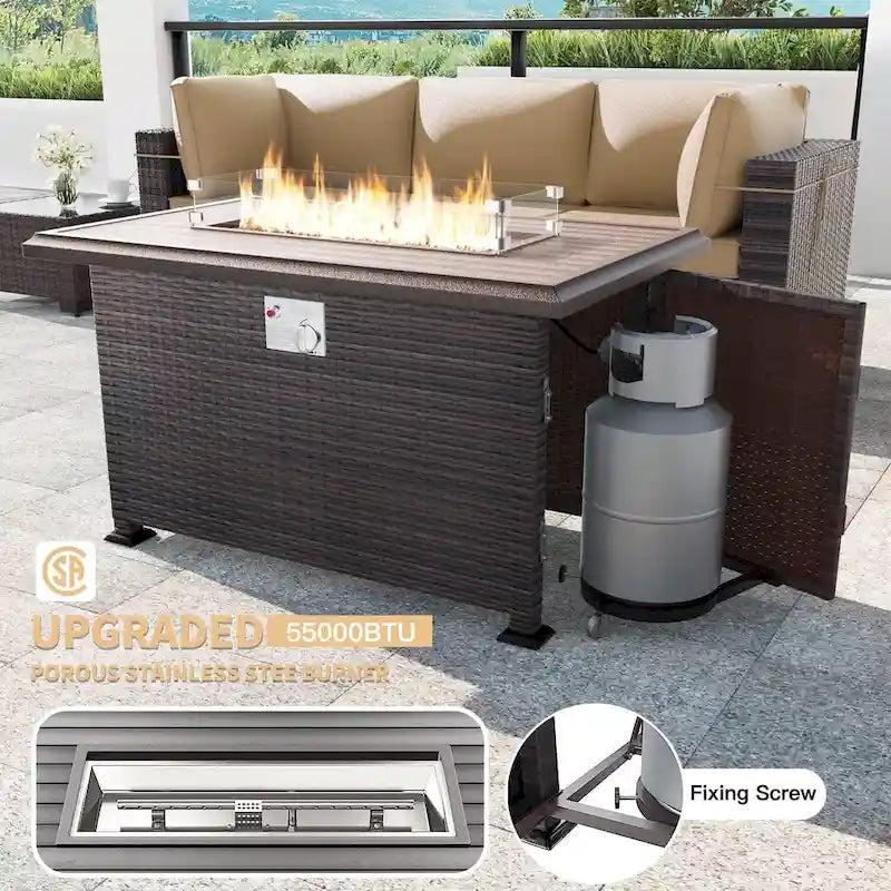 Kullavik 12 Piece Outdoor Patio Furniture Set with Fire Pit Table