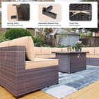 Kullavik 12 Piece Outdoor Patio Furniture Set with Fire Pit Table