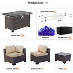 Kullavik 12 Piece Outdoor Patio Furniture Set with Fire Pit Table