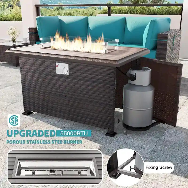 Kullavik 12 Piece Outdoor Patio Furniture Set with Fire Pit Table
