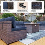 Kullavik 12 Piece Outdoor Patio Furniture Set with Fire Pit Table
